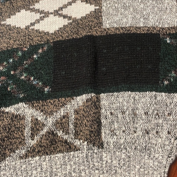 Vintage 80’s 90’s Michael Gerald men’s XL pattern geo retro grandpa sweater - Picture 4 of 6
